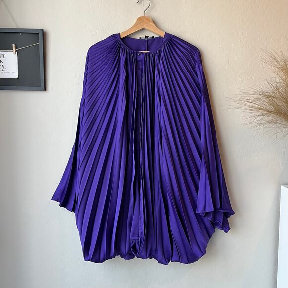 SADH Resortwear Romper Pleated Purple Bubble Hem One-Piece Romper‎ Size S - Picture 1 of 6